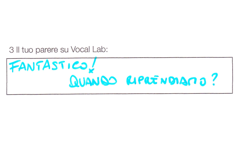 “Fantastico! Quando riprendiamo?”